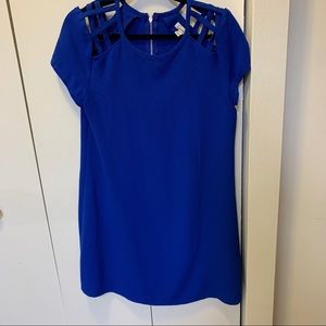 Open Shoulder Royal Blue Shift Dress sz L